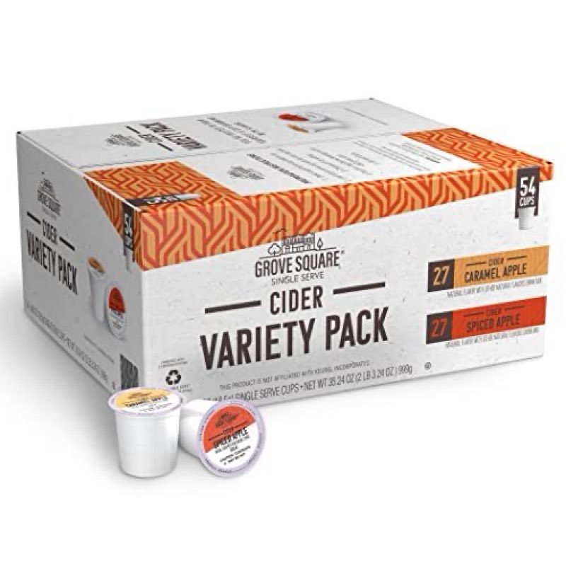 (BBD:11/14/2025) Grove Square Cider Pods, (caramel apple/spiced apple) Variety Pack, Single Serve (Pack of 54) (Packaging May Vary) (B008UQIO36)