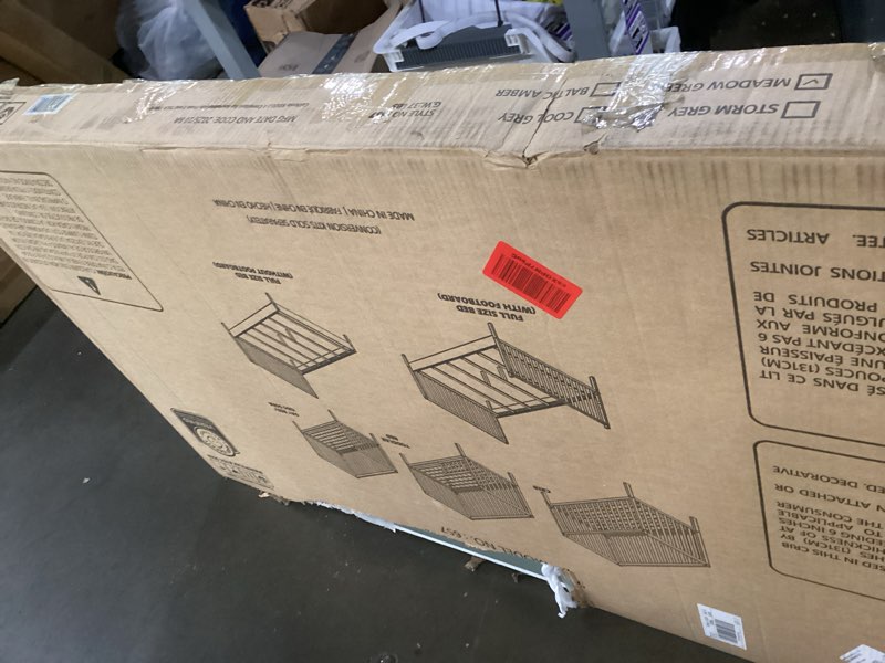 Condition photo showing New/Like New for Dream On Me Synergy 5-in-1 Convertible Full-Size Baby Crib with Toddler, Day & Full Bed Conversion in Meadow Green, GreenGuard Gold & JPMA, 4 Mattress Heights, Sustainable Pinewood