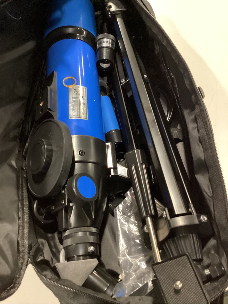 Condition photo showing As Is for Hawkko Telescope for Adults & Kids – 80mm Aperture 500mm Telescopes for Adults Astronomy, (20X-150X) Portable Refractor Telescope Kit for Beginners with Decorate Stickers, AZ Tripod, Phone Adapter 80500-Blue