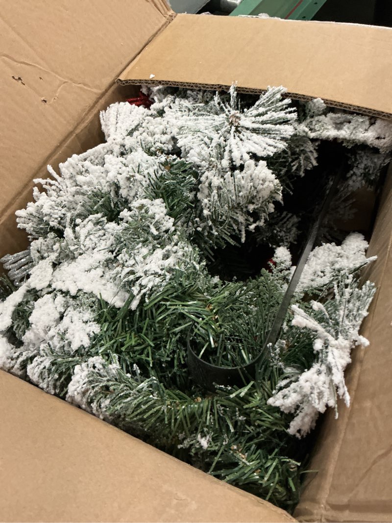 Condition photo showing Good Condition for Christmas Wreath for Front Door 24inch - Light Up Artificial Christmas Wreath, Lighted Christmas Wreaths Battery Operated, with Bells and Wreath Hanger, for Front Door Wall Windows Xmas Decoration White - 24 Inch