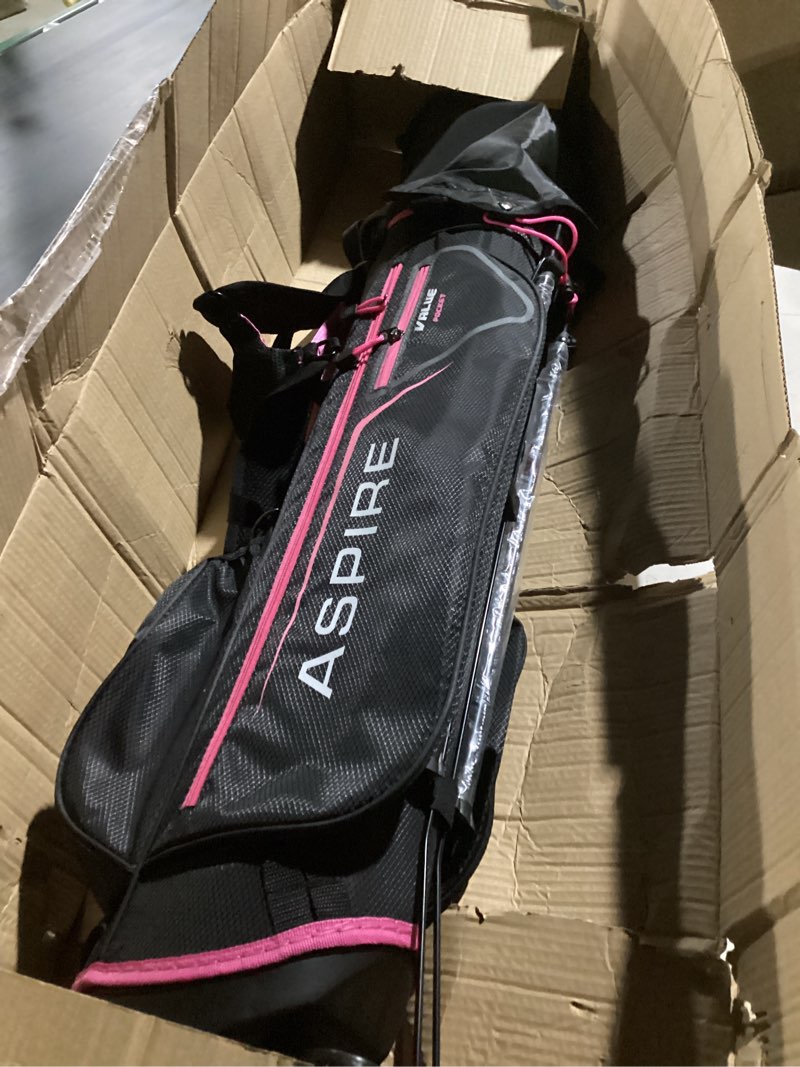 Condition photo showing As Is for Aspire X-Lite Super Performance Junior Golf Club Set - Right-Handed Kids Golf Set with Driver, Hybrid, 7 Iron, Putter, Stand Bag & Headcovers Right Pink, Ages 9 to 12