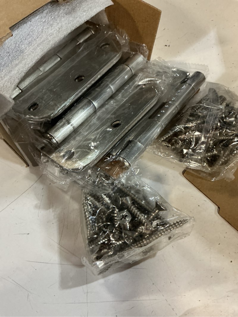 Condition photo showing New/Like New for door hinges brushed nickel - 12 pack nickel door hinges 3.5 inch rounded interior satin nickel door hinge with 5/8" radius - flat iron residential standard 3 1/2 inches silver door hardware 12 pack brushed nickel