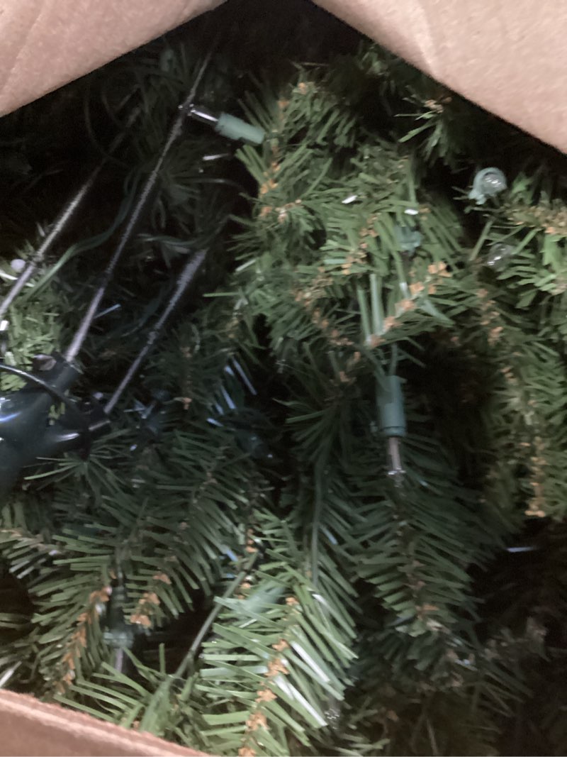 Condition photo showing As Is for National Tree Company 6.5 ft Pre-Lit Dunhill Fir Artificial Christmas Tree, 650 Clear Lights, 1,838 