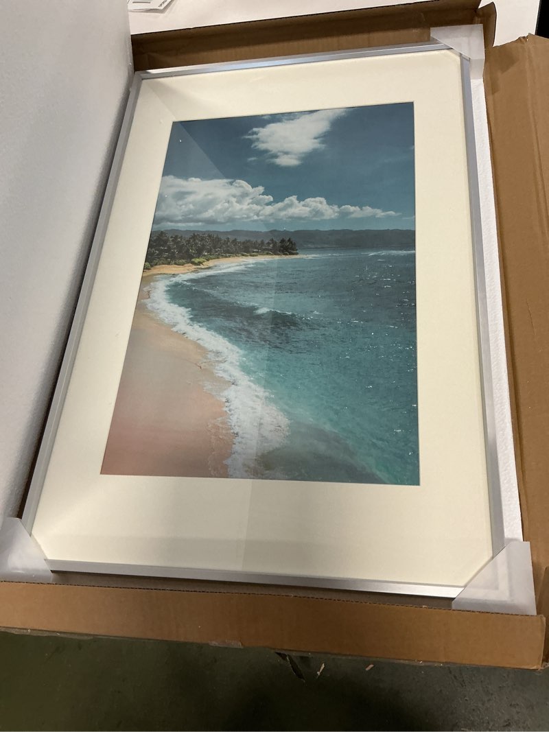 Condition photo showing New/Like New for framed beach print 16”x24” (similar to stock photo)