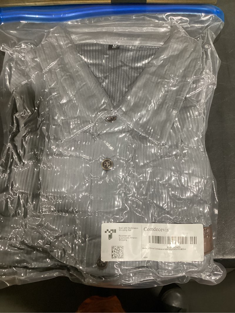 Condition photo showing New/Like New for Men's medium Corduroy Shirt Long Sleeve Ribbed Tops Button Down Work Shirt Jacket with Chest Pocket