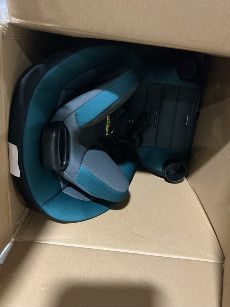 Condition photo showing As Is for safety 1st ellaris 3-in-1 convertible car seat, slim fit design, rear & forward-facing, 5-position headrest, 3-across fit, travel-friendly with machine-washable seat pad, peacock blue