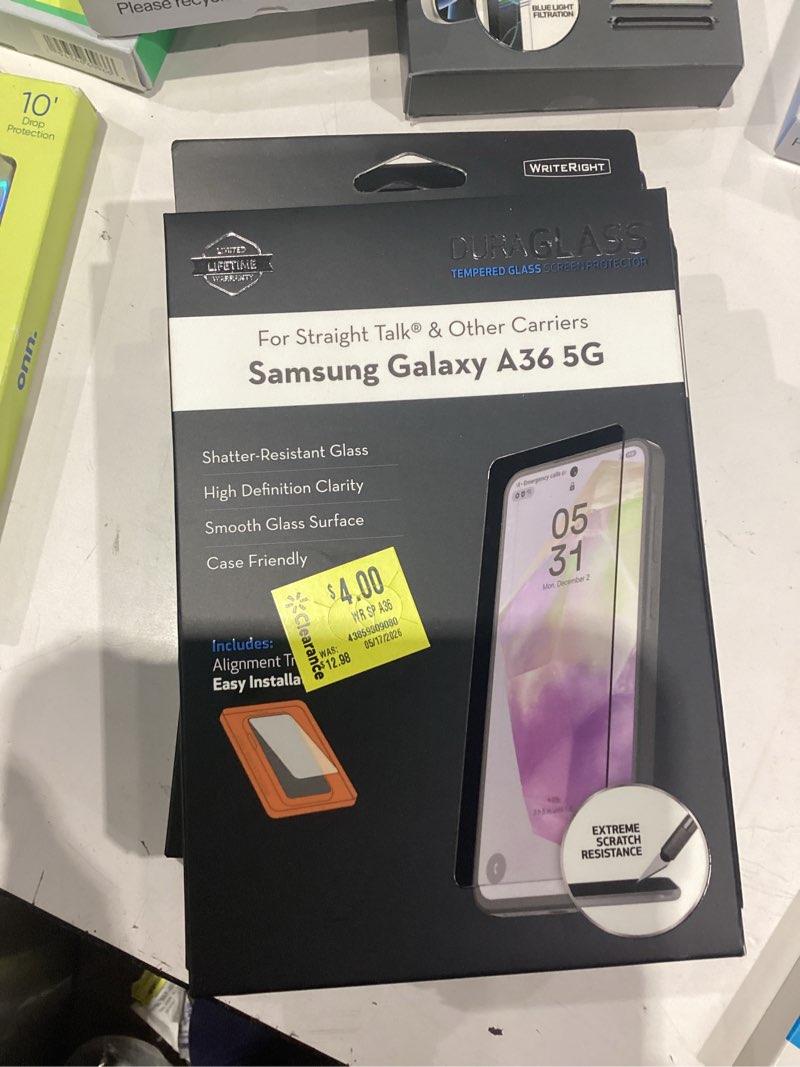 Condition photo showing As Is for duraglass tempered glass screen protector with quick installation tray for samsung galaxy a17 5g
