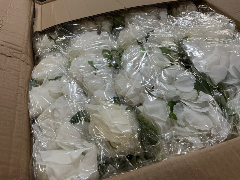 Condition photo showing New/Like New for nuptio flower ball arrangement bouquet - 10 pcs 15.7 inch diameter white fake flowers roses balls for centerpieces tables - artificial rose arrangements for wedding centerpiece table decorations 15.7" diam - 10 pcs white