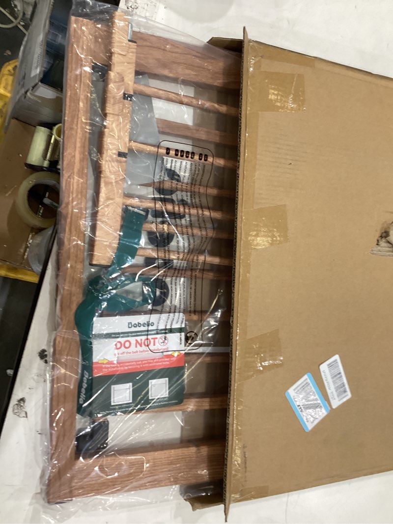Condition photo showing Good Condition for mom's choice award winner-babelio 26-40" metal baby gate with wood pattern, pressguard c5 easy install pressure mounted dog gate for stairs and doorways, with wall protectors and extension kits wood pattern 30"tall 26"-40" wide