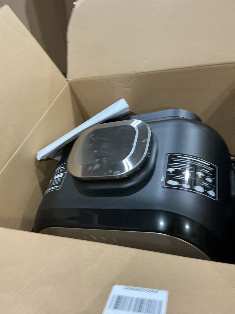 Condition photo showing Good Condition for ninja | indoor grill and air fryer| foodi smart xl | 6-in-1 grill, air fry, roast, bake, broil, dehydrate & crisp |smart thermometer & splatter shield | dishwasher safe parts | black/silver | fg551 6-in-1 smart xl