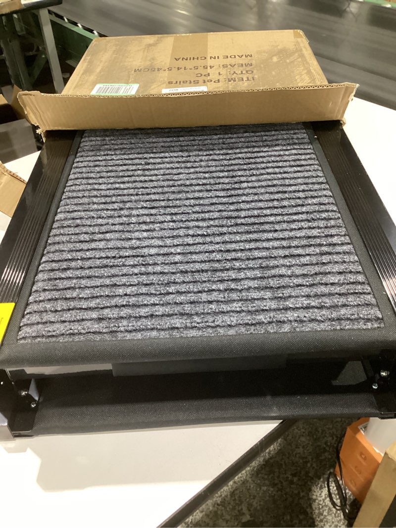 Condition photo showing Good Condition for dog ramp for car 63" long & 17" wide portable dog ramps for large dogs with non-slip rug surface dog car ramp for suv car & truck, folding dog ramp up to 250lbs upgraded 63" l x 17.2" w