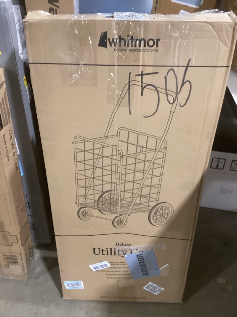 Condition photo showing Good Condition for Whitmor Deluxe Utility Foldable Shopping Cart with Wheels, 100 Lb Capacity, Heavy Duty Grocery Cart 