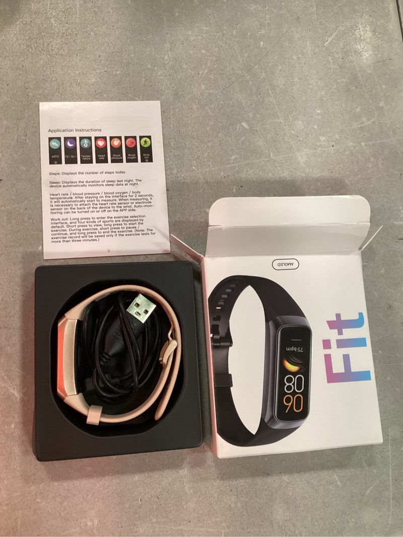 Condition photo showing Good Condition for fitness tracker with step counter/calories/stopwatch, activity tracker, health tracker with heart rate monitor, sleep tracker,1.10''amoled touch color screen, pedometer watch for women men pink