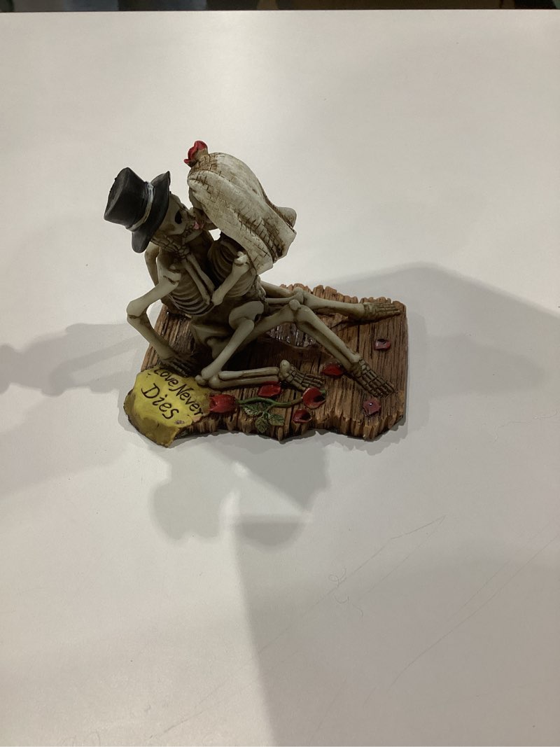 Condition photo showing New/Like New for SUMMIT COLLECTION Love Never Dies Passionate Wedding Skeleton Couple Figurine, Resin Desk and Shelf Decoration