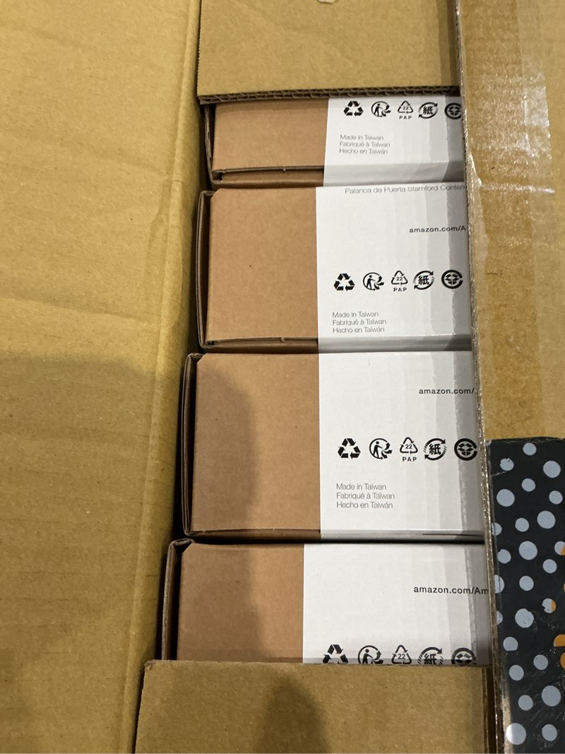 Condition photo showing Good Condition for amazon basics contemporary stamford door lever - entry - matte black, 6-pack