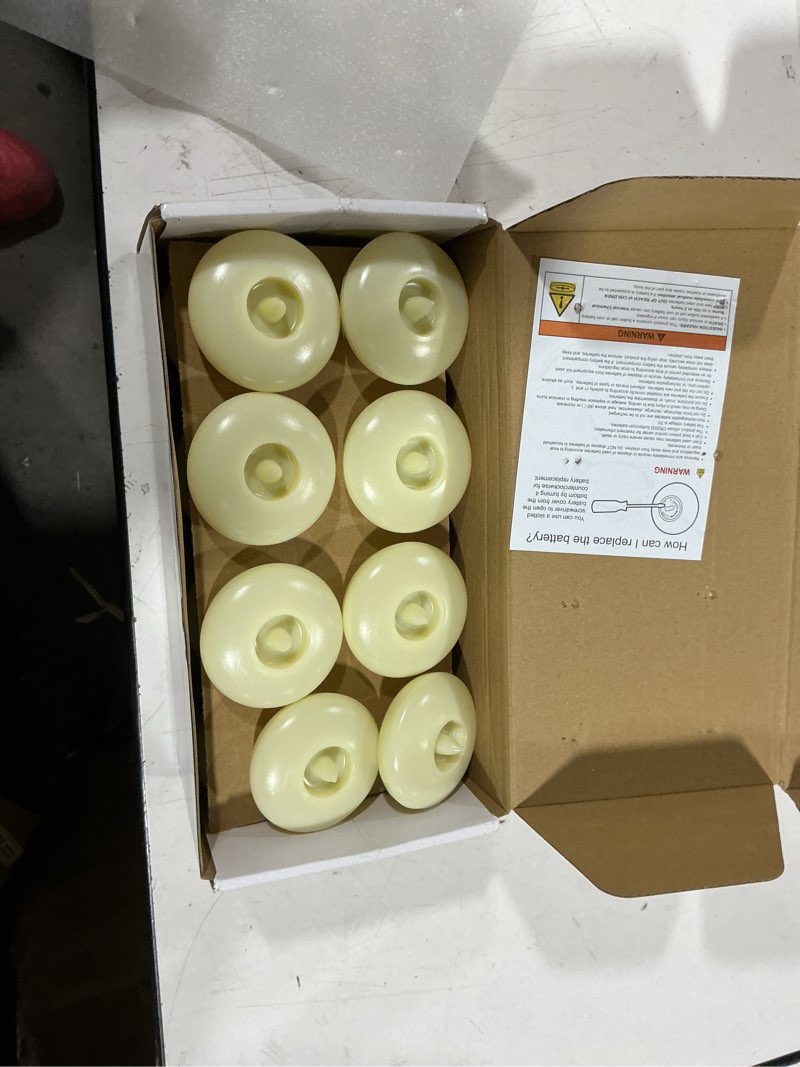 Condition photo showing Good Condition for homemory 24 pack 3” flameless led floating candles, 200 hour battery operated flickering waterproof tealights for cylinder vases, centerpieces at wedding, party, pool, holiday (ivory base) ivory base 24 pack