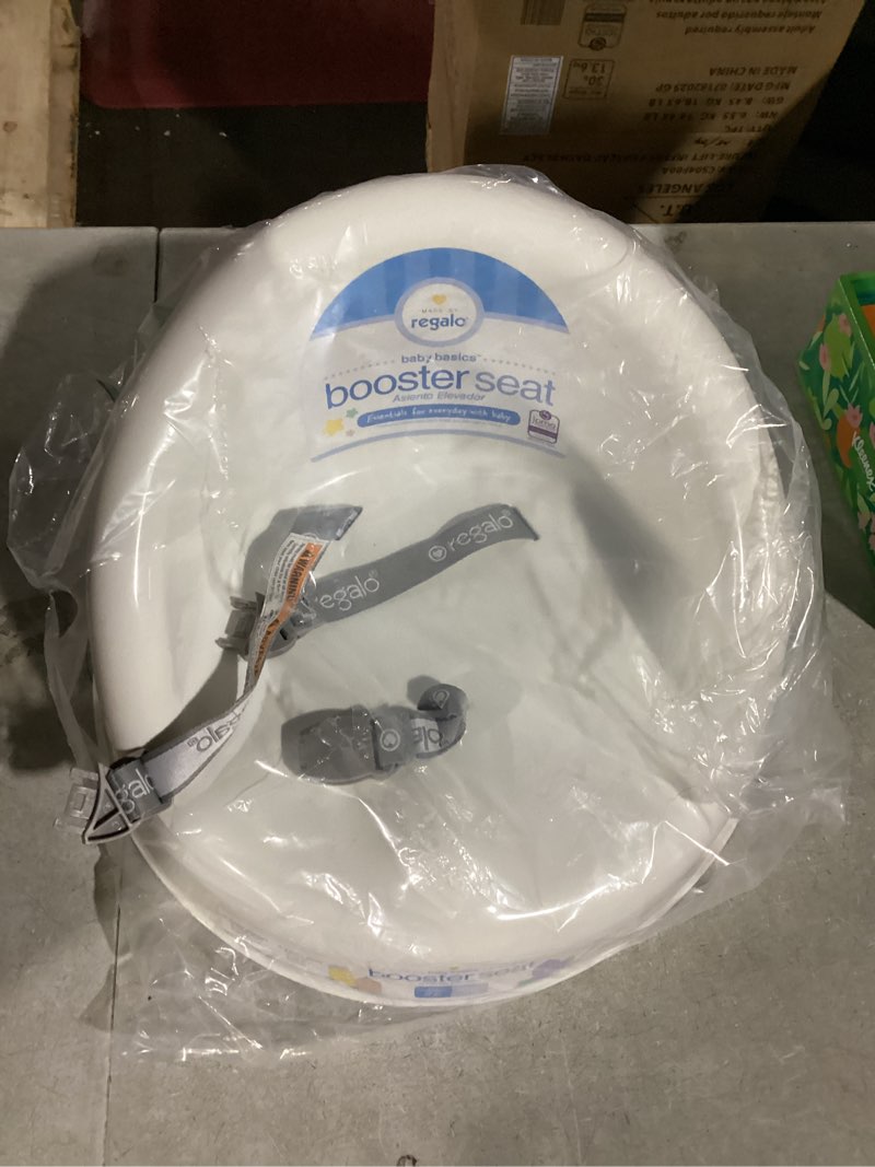 Regalo Baby Basics™ Booster Seat, White, Three-Point Safety Harness, Easily Wipeable, Sturdy & Durable Plastic