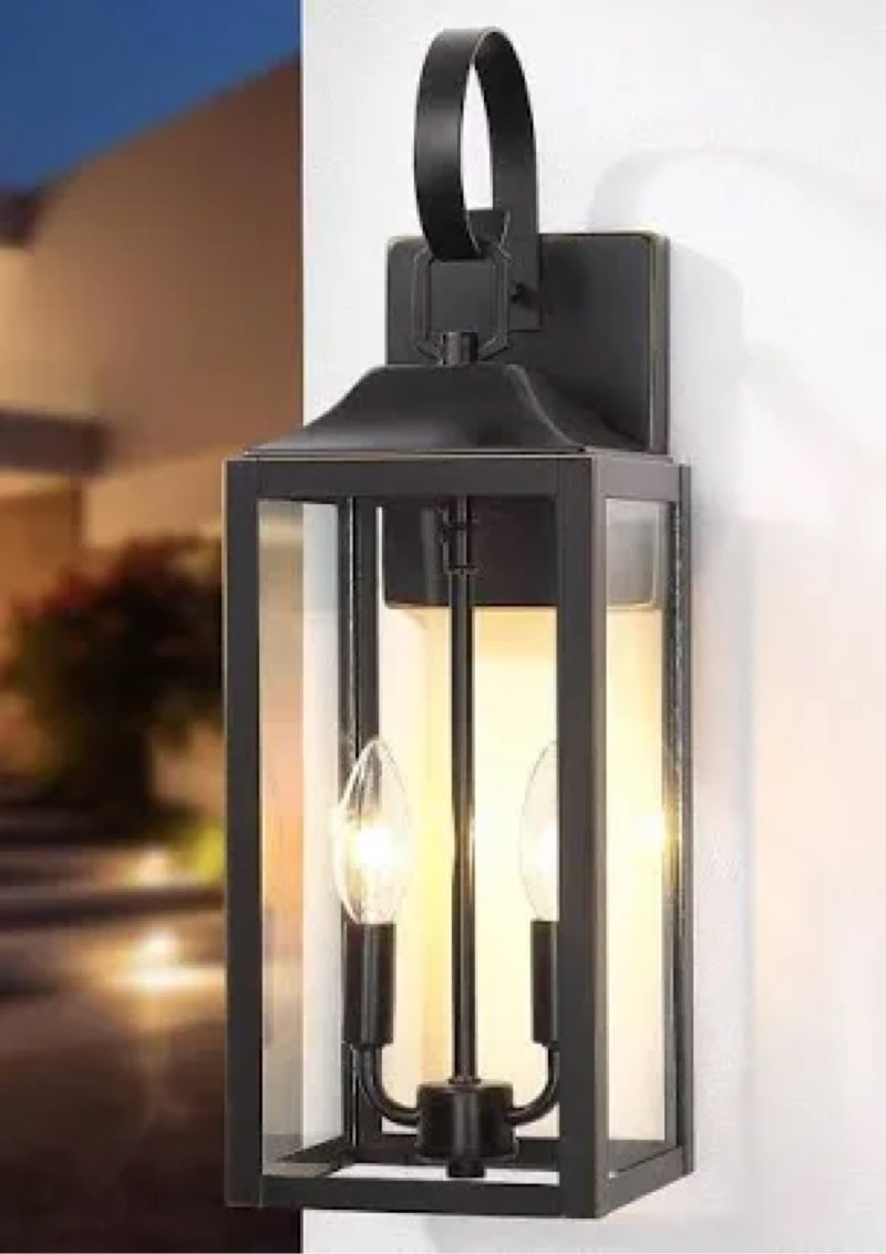 18.85 in. 2-light oil rubbered bronze outdoor hardwired wall light lantern sconce for porch with clear glass