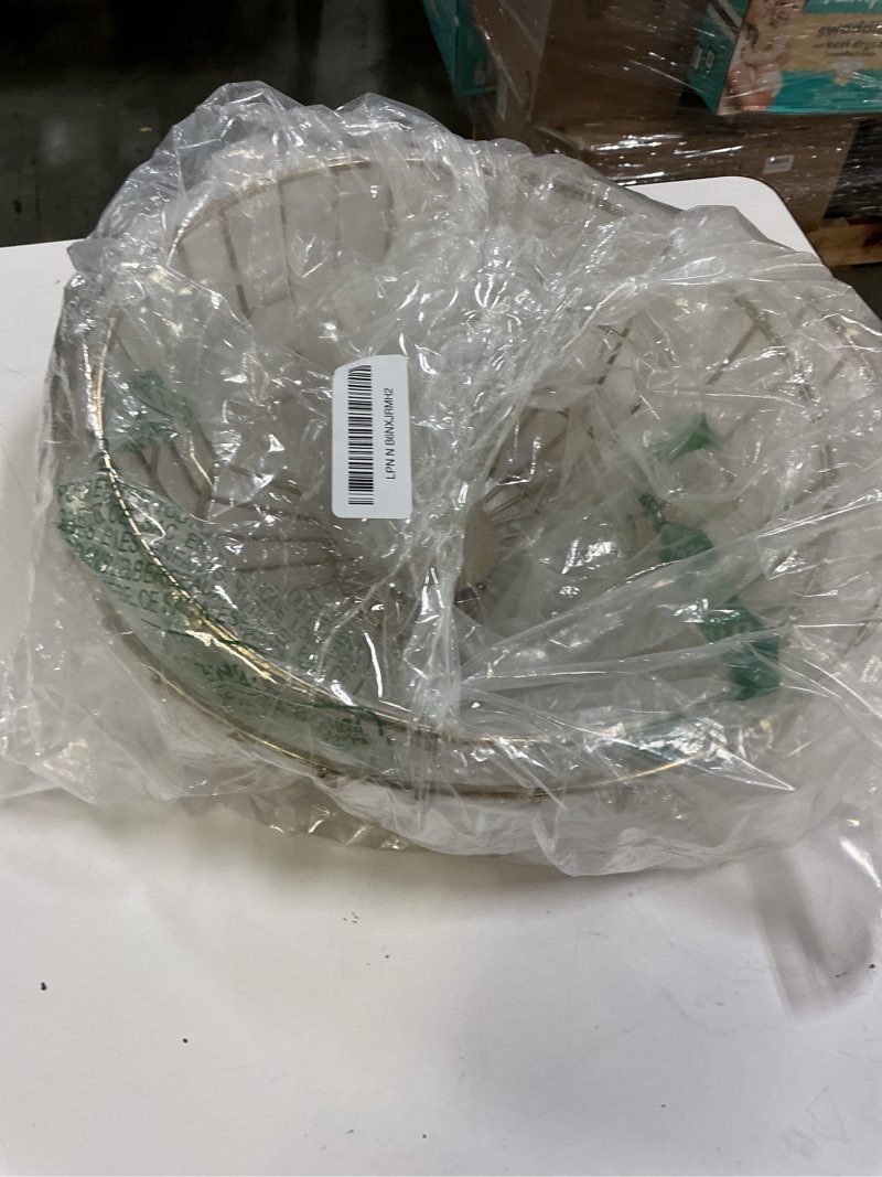 Condition photo showing As Is for gourmet basics by mikasa geneva 2-tier countertop fruit basket gold-finish metal storage stand for kitchen countertop organization, produce display