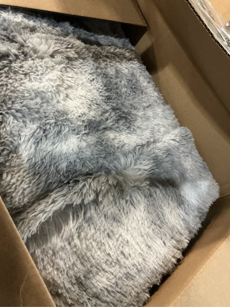 Condition photo showing As Is for 6x9 Ft Large Shag Rugs for Living Room Decor, Tie-Dyed Ultra Soft Fluffy Furry Area Rugs for Bedroom Indoor Floor, Aesthetic Carpet for Kids Home (Grey) A-tie-dyed Light Grey 6' x 9' (Rectangular)