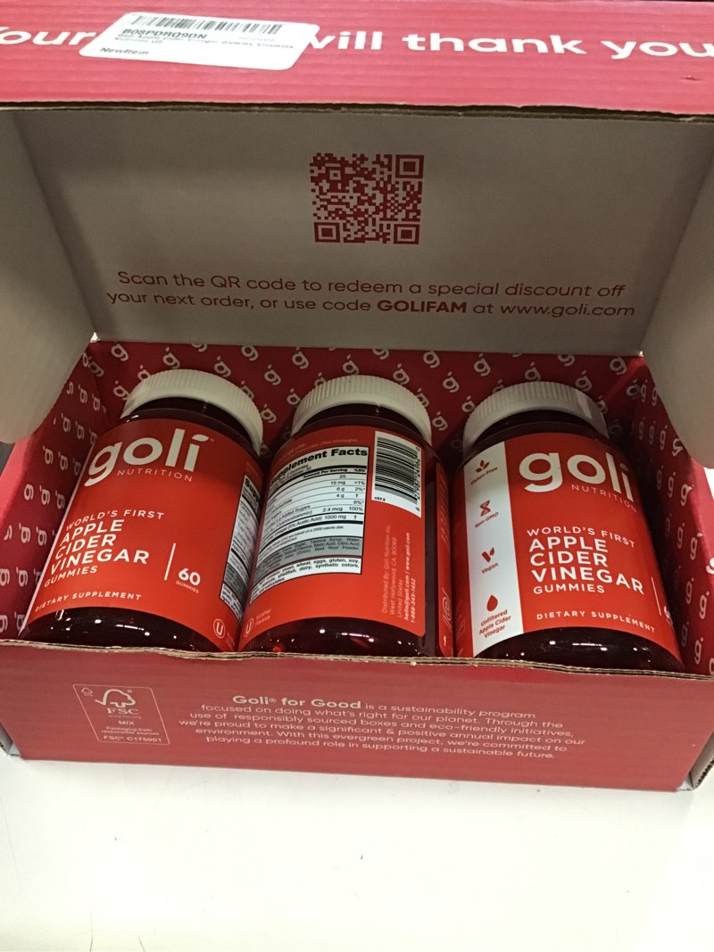 Condition photo showing New/Like New for Goli Nutritional Supplement, Apple Cider Vinegar Gummy Vitamins Nutrition, 2 Pack of 60 Count Apple 60 Count(Pack of 2)