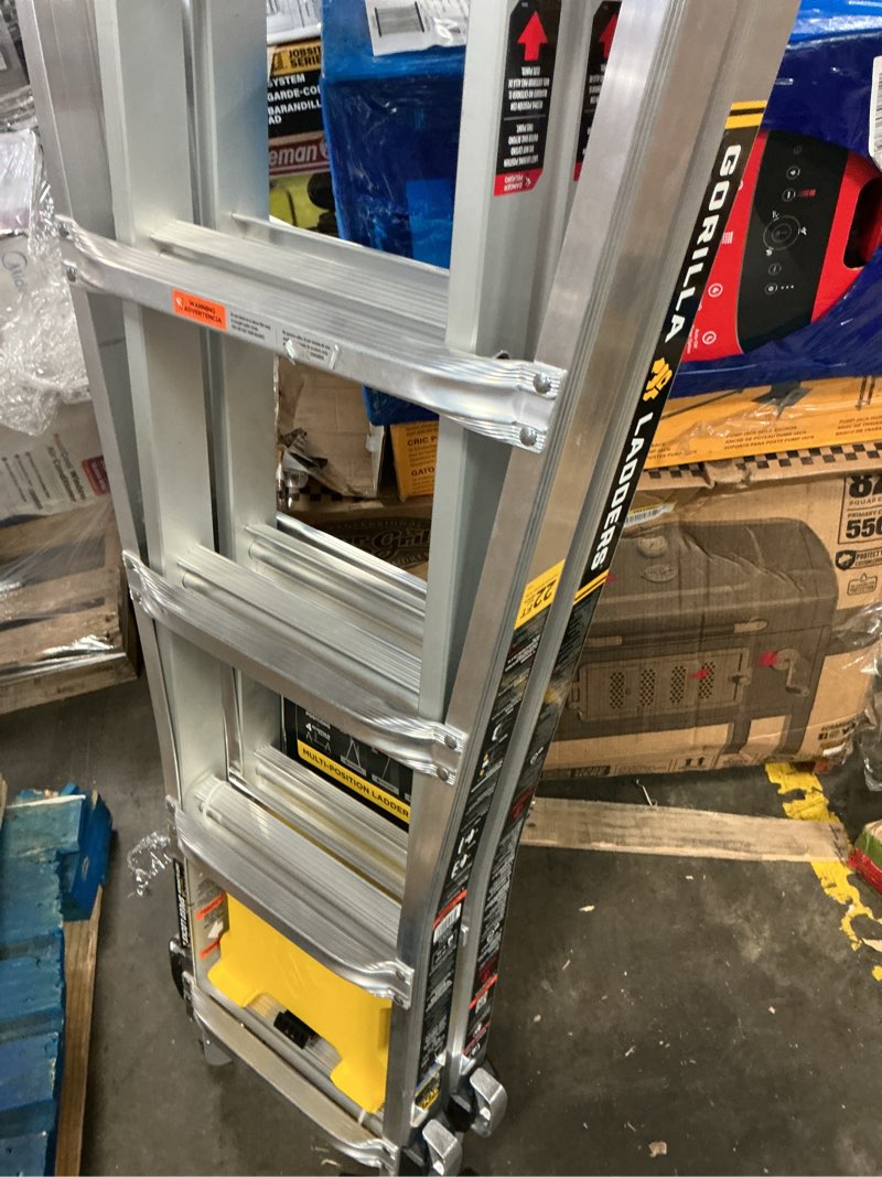 Condition photo showing Good Condition for gorilla ladders 22 ft. reach aluminum multi-position ladder w/ project bucket, tool hangers, 300 lbs. load capacity, type 1a duty rating