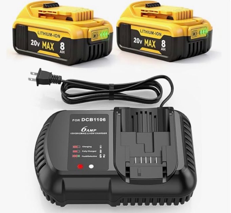 20v 8.0ah replacement for dewalt 20v max battery and charger combo,12v/20v dcb1106 battery charger,c