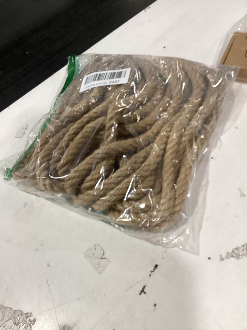Condition photo showing New/Like New for jijacraft jute rope 4/7 inch, 33 feet x 14mm thick jute rope, nautical rope, heavy duty strong jute twine, natural thick twine rope for crafts, cat scratching post, bundling, hanging, decorative 14mm x 33 ft natural