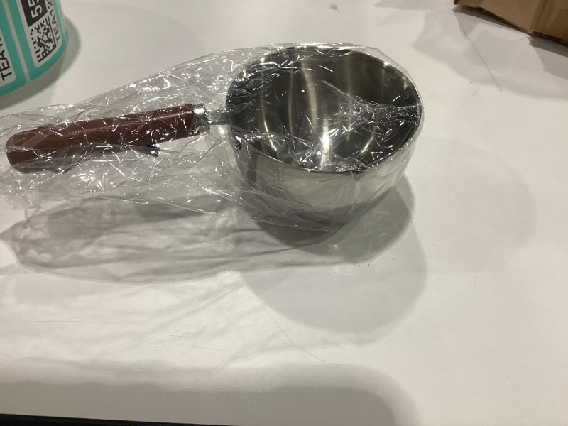 Condition photo showing New/Like New for butter warmer pot stainless steel milk warmer with wooden handle for seafood, mini butter melting pots small saucepan with dual pour spouts, chocolate melting pots(size:300ml)