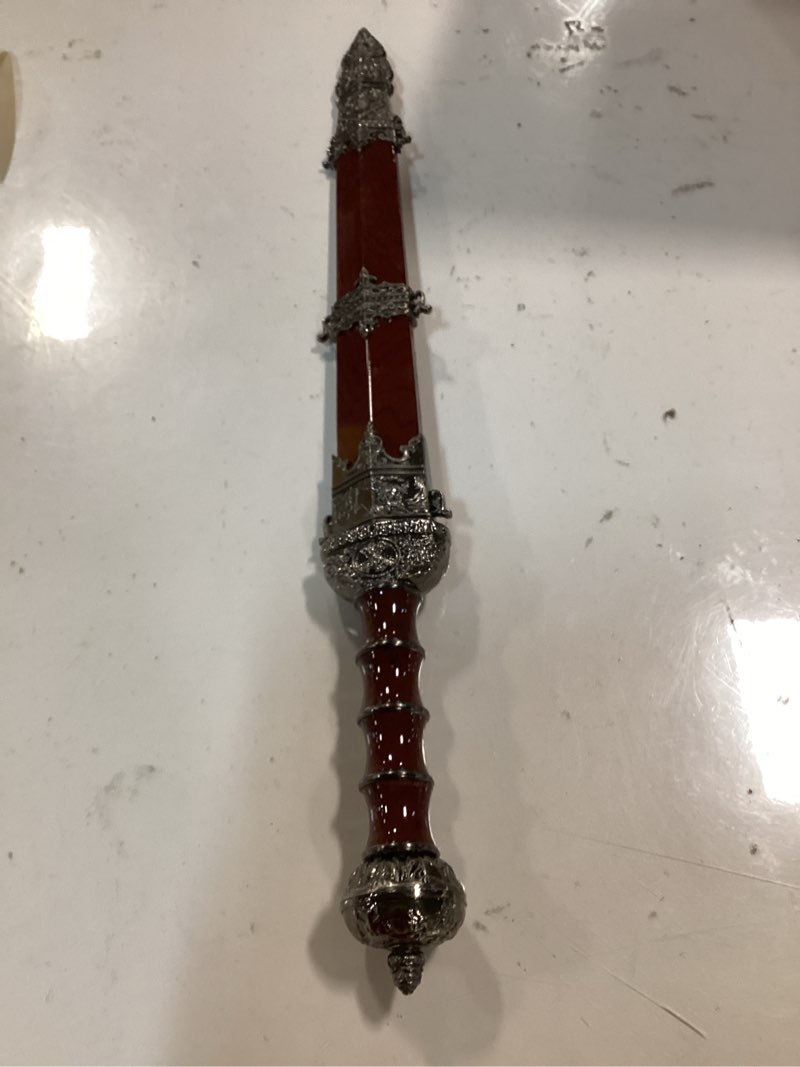 Condition photo showing As Is for 17\" Western Gladius Roman Sword Metal Red and Steel Short Style