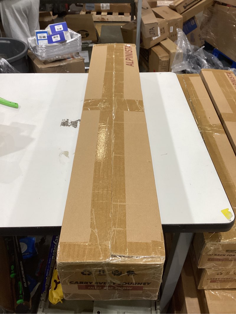 Condition photo showing New/Like New for Alpinista Ski & Snowboard Rack for Car Roof with Sliding Extension, Snowboard Roof Rack Fits 5 Ski Pairs or 4 Snowboards, Aluminum, Universal for Square/Rectangular/Aero Bars Black