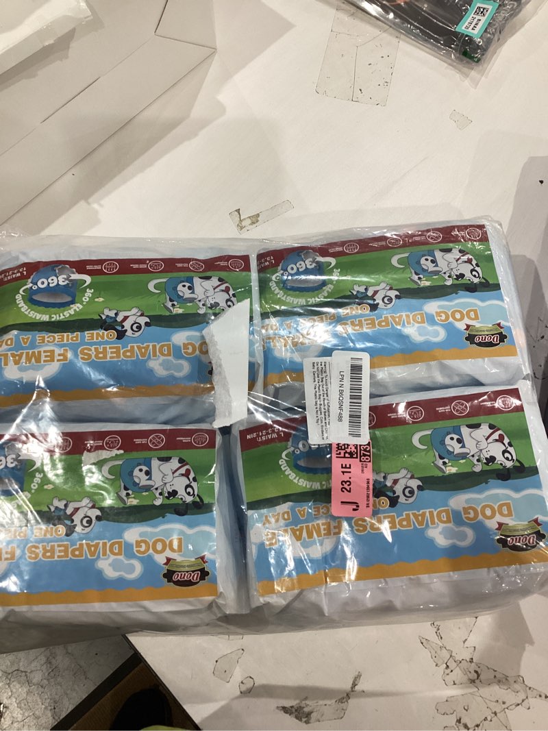 Condition photo showing Good Condition for dono dog diapers female for large dogs with stretchy waist, disposable full wrap puppy in heat period diapers, 360° leak-proof super absorbent doggie small medium l(waist 13.3"-21.2") 40.0