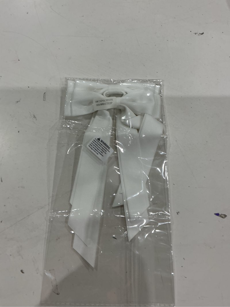Condition photo showing Good Condition for aileam 2pcs silky satin hair bows hair clip white hair ribbon ponytail holder accessories slides metal clips hair bow for women girls toddlers teens kids