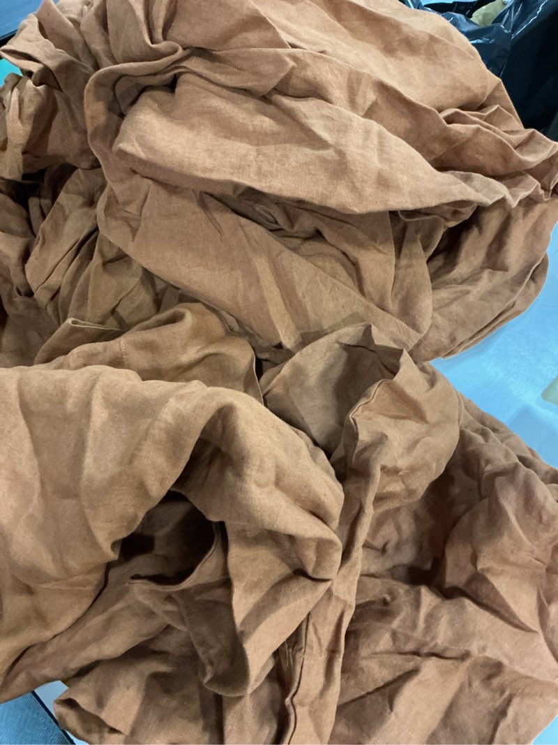Condition photo showing As Is for (incomplete, missing sheet)quince, european linen sheet ,set of 4 pcs /full/terracotta