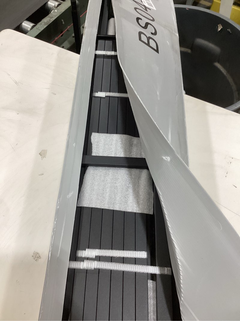 Condition photo showing As Is for 18 inch twin size metal platform bed frame with round corners, storage space under high bed frame-heavy duty steel slats support, noise free - easy assembly - no box spring needed