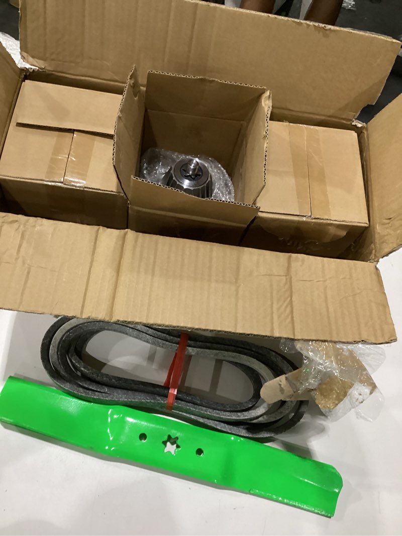Condition photo showing As Is for 54" deck rebuild kit fit troy bilt cub cadet rzt 54 rzt-l54 zt1-54 xt1-st54 xt1-gt54 zt2-54 xt2-54 craftsman z6600 t310 t8400 lawn mower parts 3 618-06978 spindle 3 742-05056a blade 1 belt 754-04329 3 spindle+3 blade+1 belt