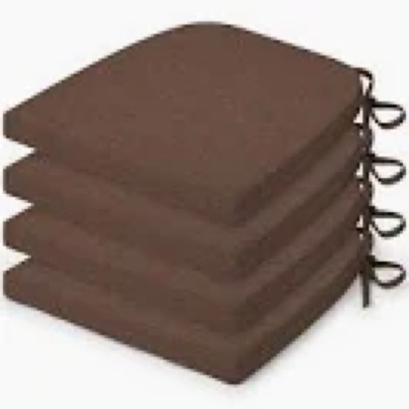 downluxe Thickened Chair Cushions for Dining Chairs Set of 4, Kitchen Chair Cushions with Ties and N