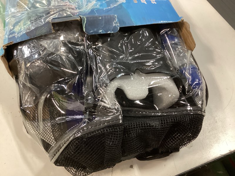 Condition photo showing Good Condition for Snorkeling Gear for Adults Men Women,4 in 1 Snorkel Set with Panoramic View Diving Mask Anti-Fog Anti-Leak,Dry Top Snorkel,Fins and Travel Bag for Swimming,Snorkeling and Travel Diving BLUE S/M