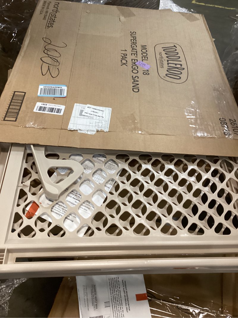 Condition photo showing Good Condition for Toddleroo by North States - Supergate Ergo Baby Gate: Plastic Baby Gate for Stairs & Doorways - Adjustable Indoor Safety Gate - Made in USA - 26 to 42 Inches Wide - 26 Inches Tall - Sand