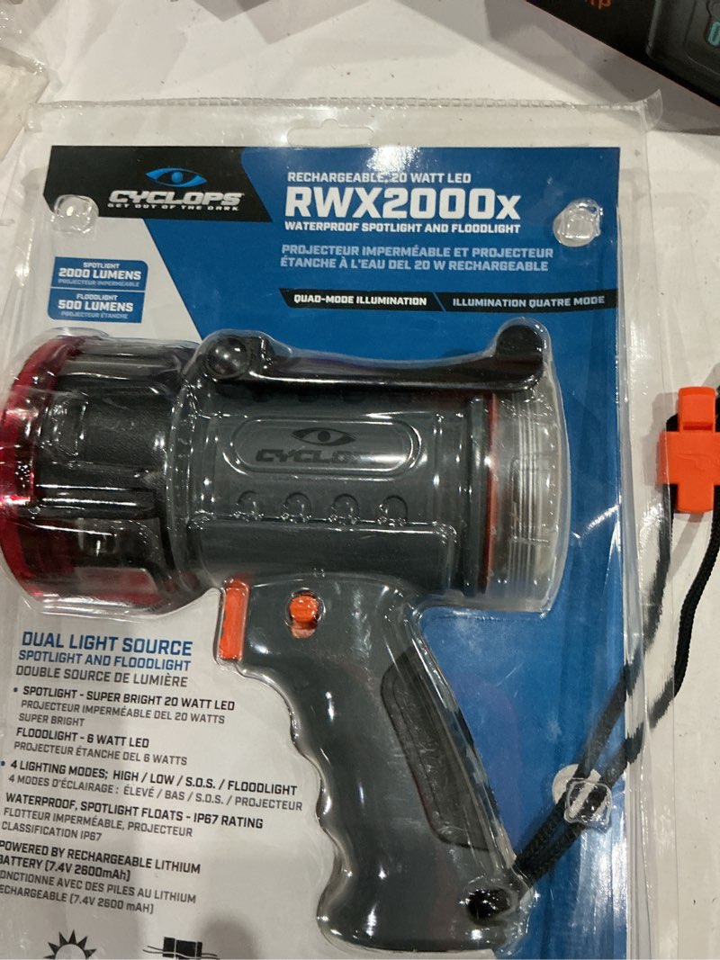 Condition photo showing Good Condition for cyclops handheld aluminum 2000 lumens waterproof rechargeable spotlight for camping, hiking, emergen