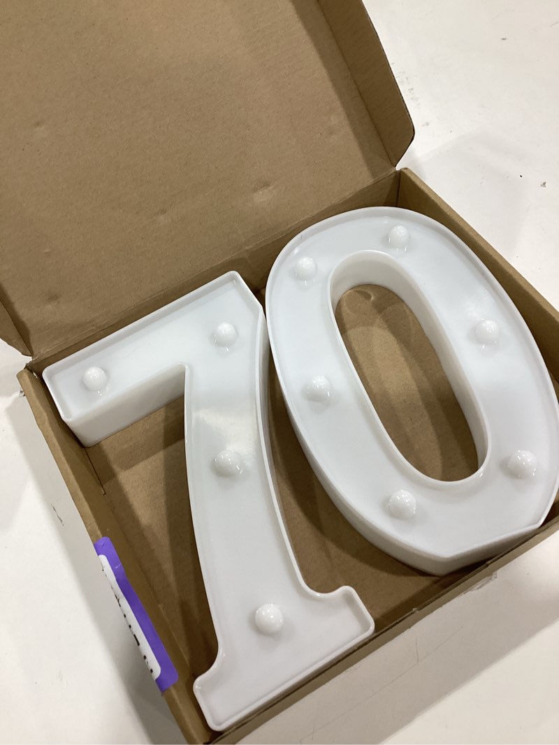 Condition photo showing Good Condition for 70th Birthday Decorations for Women Men,Happy 70 Birthday Decorations for Centerpieces Table,70 Light Up Numbers Sign Led for Party Backdrop Wall Decor for 70s Party Decoration Number 70