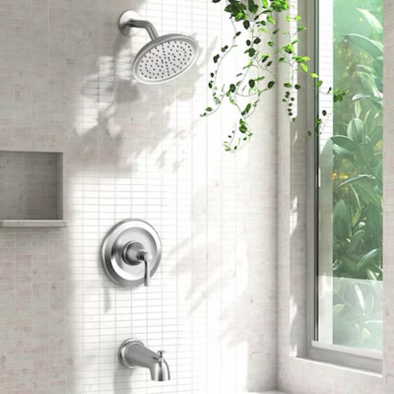 allen + roth Townley Brushed Nickel 1-handle Single function 2.83-in Round Bathtub and