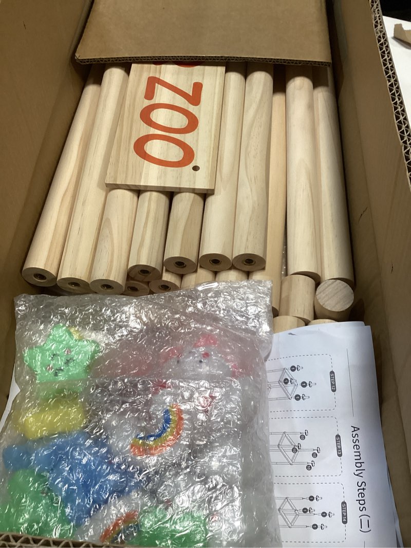 Condition photo showing Good Condition for Extra Large Stuffed Animal Storage Wooden Stuff Animal Organizer 63" Stuffed Animal Zoo Holder Kids Plush Toys Cage Stuffed Animal Tower with Light Strips for Playroom Bedroom Nursery Room