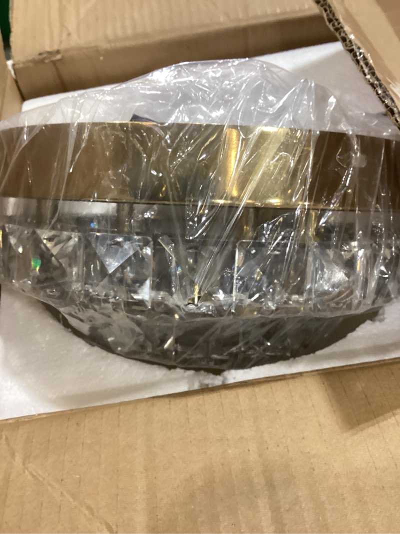 Condition photo showing Good Condition for gold crystal chandelier flush mount ceiling light, 9.8" surface mount led fixture with built-in light, mini bedroom light 6000k led 9.8" wide 6000k gold