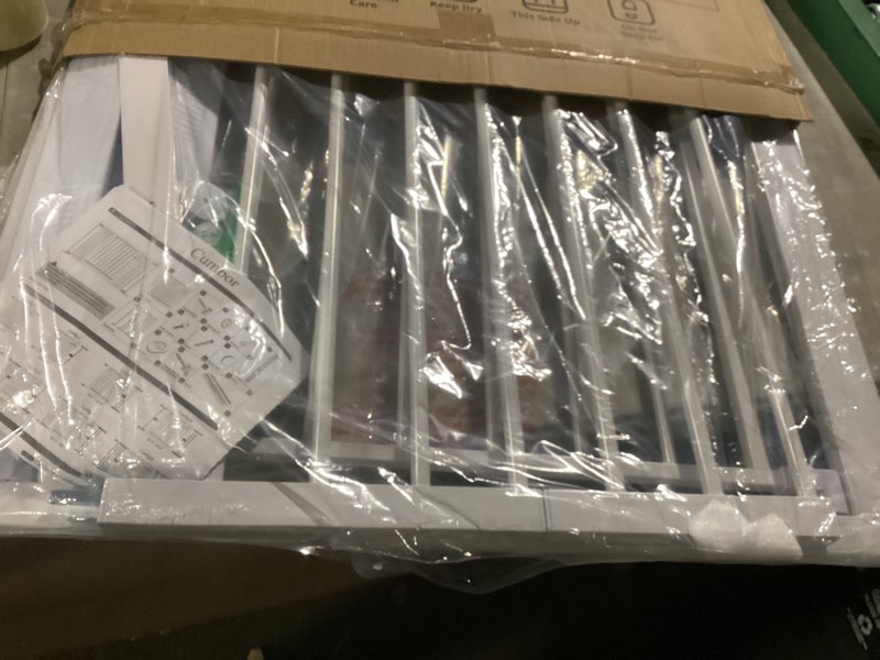 Condition photo showing New/Like New for cumbor 29.7–51.5" extra wide baby gate for stairs, pressure-mounted dog gates for doorways & hallways, auto-close walk-through, no-trip design, child proof safety, dog/pet gate for indoor use, white white 29.7-51.5"w x 30.5"h