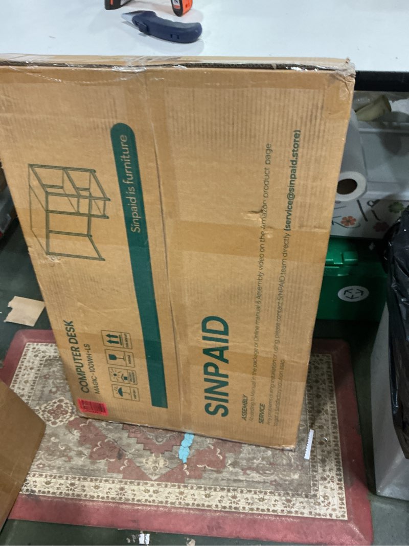 Condition photo showing New/Like New for SINPAID 40IN Computer Desk with Shelves, Cream White Sturdy Small Desk for Bedroom, Modern Gaming Table, Office Furniture White 40 IN