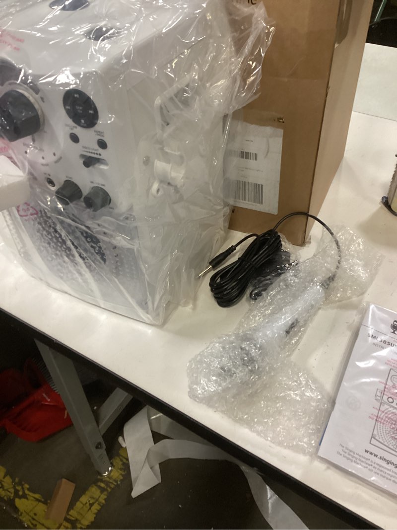 Condition photo showing New/Like New for Singing Machine Portable Karaoke Machine for Adults & Kids with Wired Microphone, White - Built-In Speaker, Bluetooth with LED Disco Lights - Karaoke System with CD+G Player & USB Connectivity