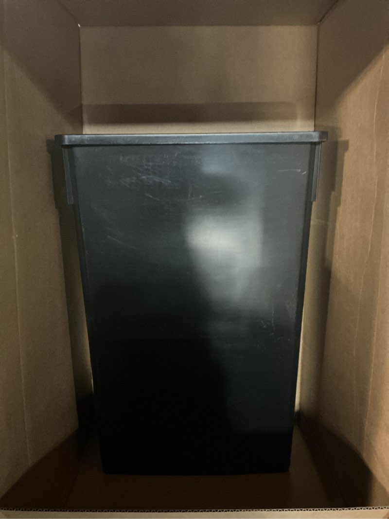 Condition photo showing As Is for Winco 23gal Slender Trash Can, Black