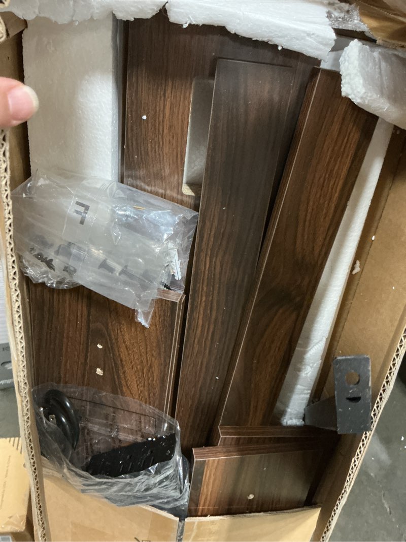 Condition photo showing As Is for tiqlab 5.9 inch narrow console table with power outlet,sofa table set of 2?total length 94'' sofa table behind couch?for entryway&living room, black 5.9''d x 94''l x 31.5'' black