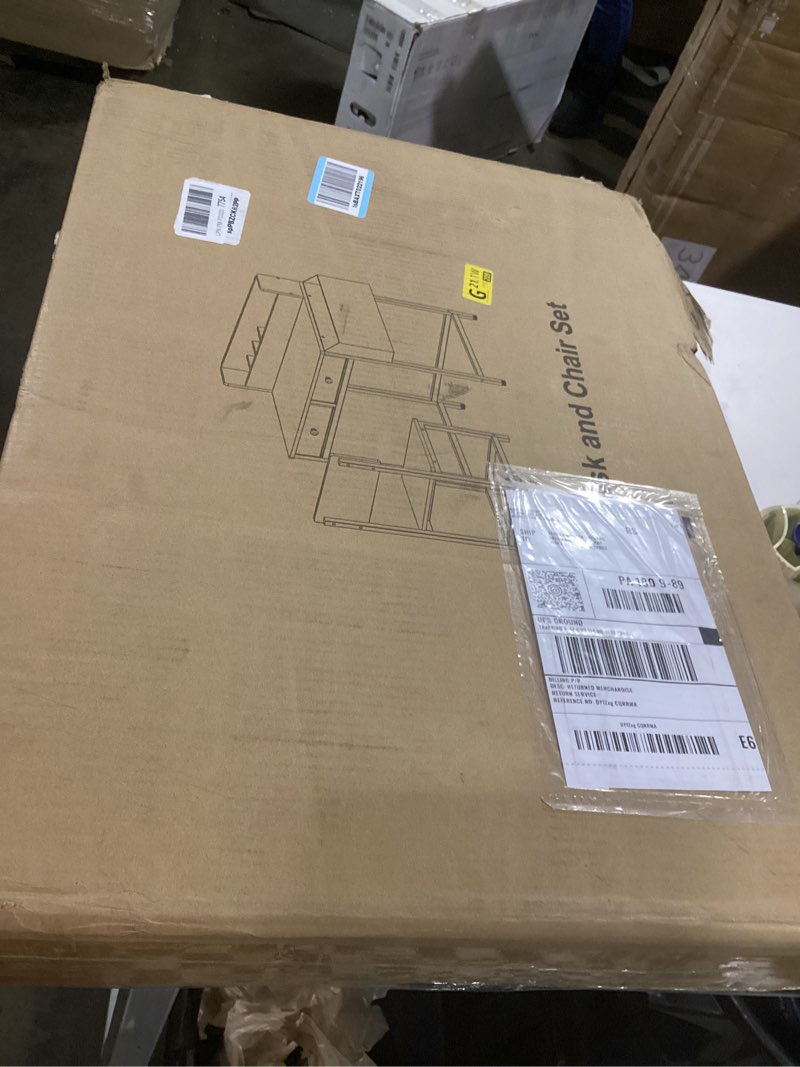 Condition photo showing Good Condition for BOLUO White Kids Desk and Chair Set for 5-8 Year Old, Small Child Desk with Fabric Drawer, Children Study Table with Storage Toddler Girls Boys